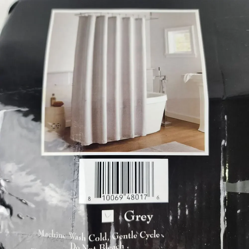 Nanshing Tyson Metallic Buttonhole Top Single Shower Curtain Grey 70x72 Modern